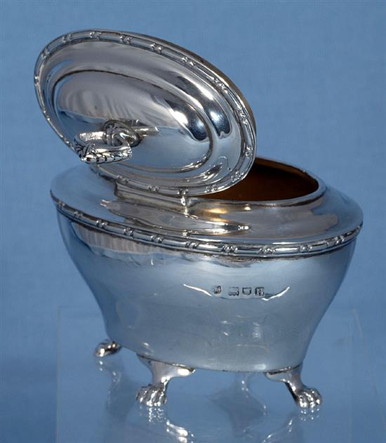 An Edwardian silver tea caddy, Height 4”/100mm width4 ¼”/110mm weight 5.5oz/156g